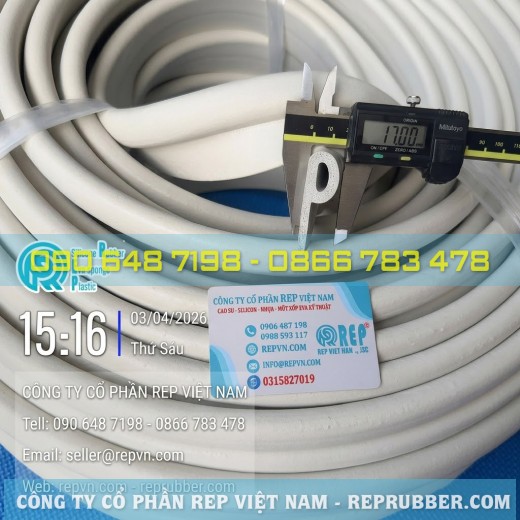 White, porous, P-shaped silicone rubber seal with good elasticity for industrial cabinet doors