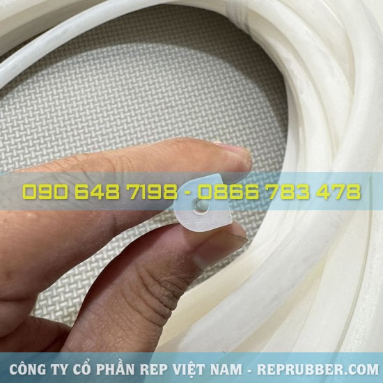 White D-shaped silicone gasket 10x10.5x3.5