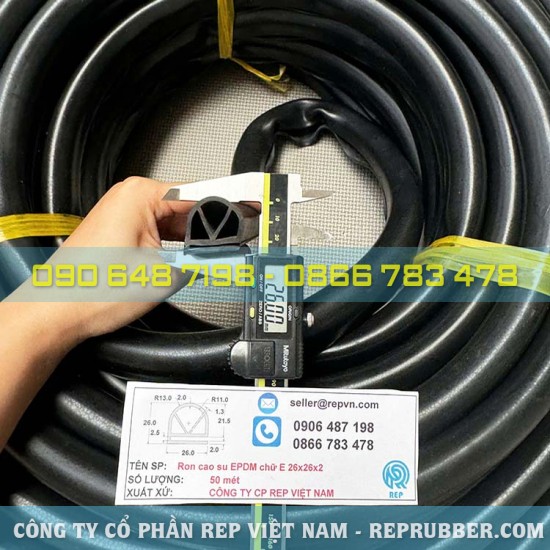 EPDM E-shaped rubber gasket 26x26x2