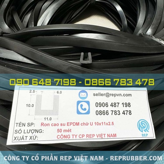 EPDM U-shaped rubber gasket 10x11x2.5