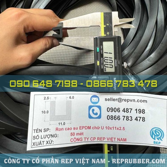 EPDM U-shaped rubber gasket 10x11x2.5