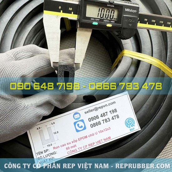 EPDM U-shaped foam rubber gasket 10x12x3