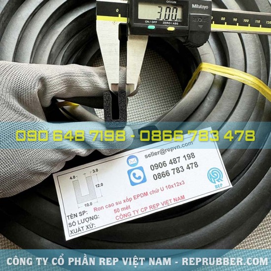 EPDM U-shaped foam rubber gasket 10x12x3