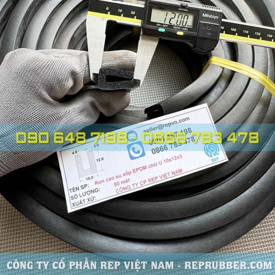 EPDM U-shaped foam rubber gasket 10x12x3