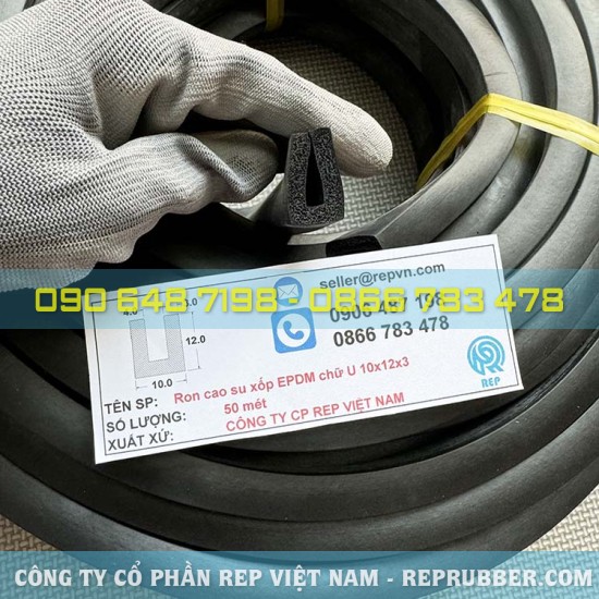 EPDM U-shaped foam rubber gasket 10x12x3