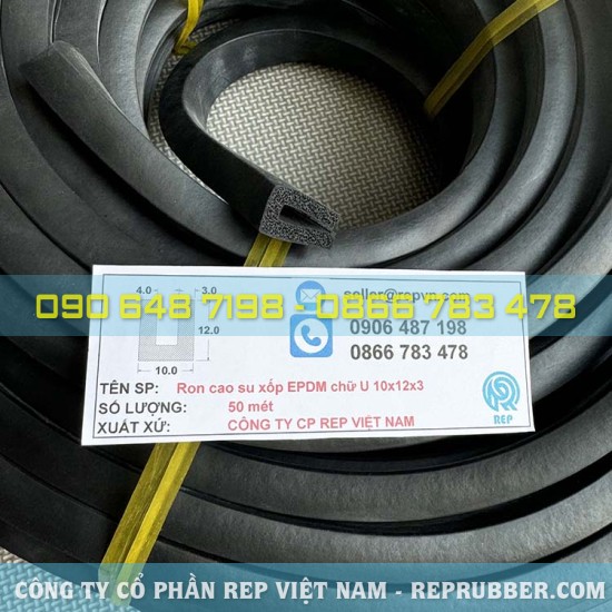 EPDM U-shaped foam rubber gasket 10x12x3