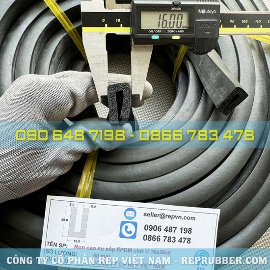 EPDM U-shaped foam rubber gasket 16x28x5