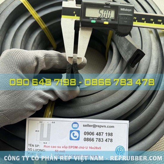 EPDM U-shaped foam rubber gasket 16x28x5