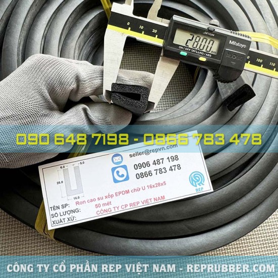 EPDM U-shaped foam rubber gasket 16x28x5