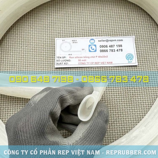 White P-shaped silicone gasket 40x22x2