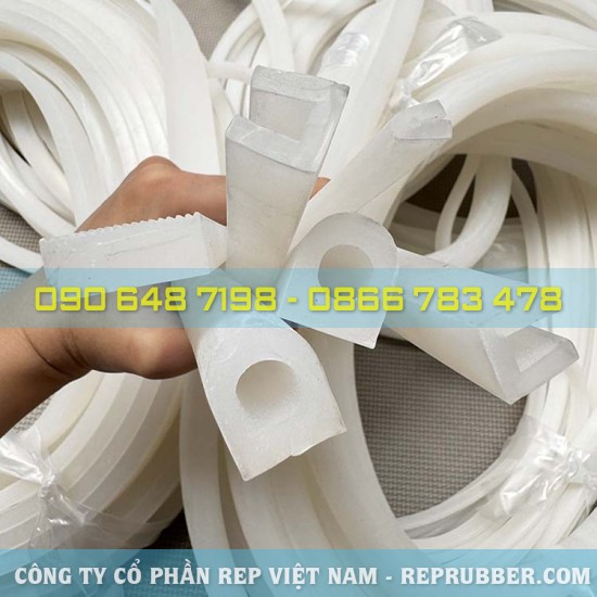 White heat-resistant silicone gasket U-shape, D-shape