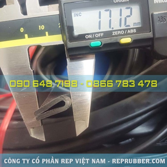 EPDM U-shaped rubber gasket 7x17x2, slot 2 mm