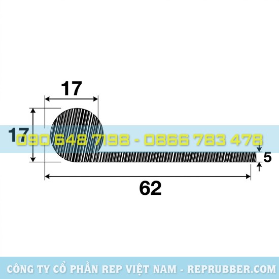 P-profile rubber gasket (100x30x10) offering high load-bearing capacity, vibration resistance, and effective shock absorption