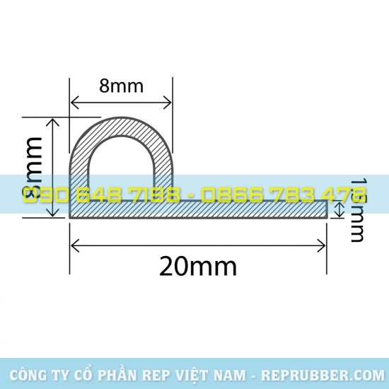 P-profile rubber gasket (100x30x10) offering high load-bearing capacity, vibration resistance, and effective shock absorption