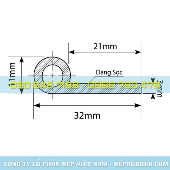 P-profile rubber gasket (100x30x10) offering high load-bearing capacity, vibration resistance, and effective shock absorption