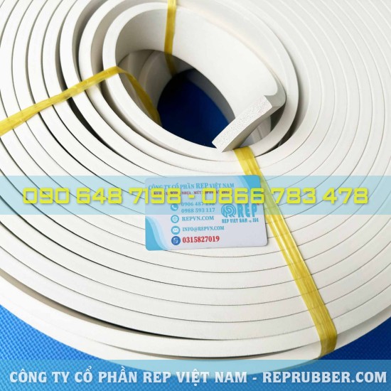 Rectangular white sponge rubber seal (10x50) for effective sealing and gap filling