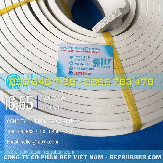 Rectangular white sponge rubber seal (10x50) for effective sealing and gap filling