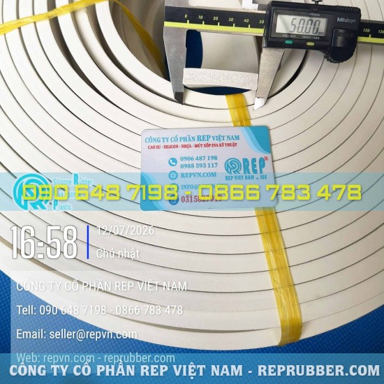 Rectangular white sponge rubber seal (10x50) for effective sealing and gap filling