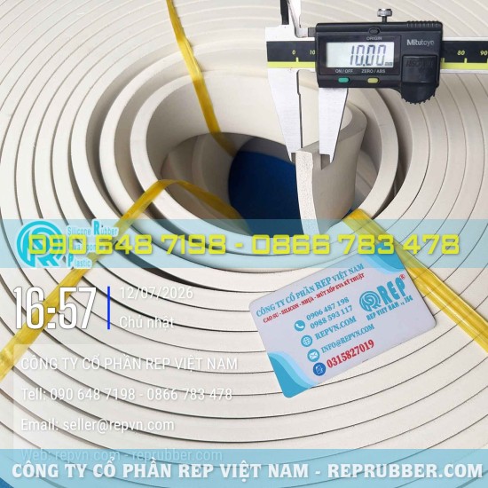 Rectangular white sponge rubber seal (10x50) for effective sealing and gap filling