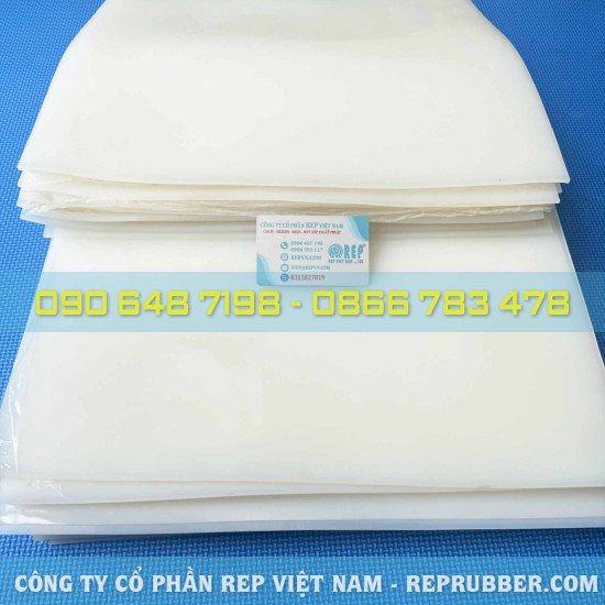 Heat-resistant white silicone sheet, available in various thicknesses and sizes