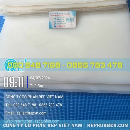 Heat-resistant white silicone sheet, available in various thicknesses and sizes