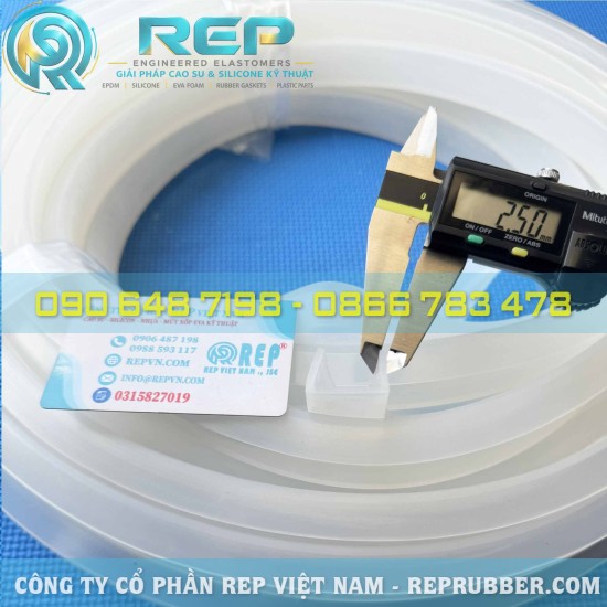 White silicone rubber U channel seal 26x16x2.5, 21mm gap